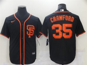Youth San Francisco Giants #35 Brandon Crawford Black Cool Base Jersey